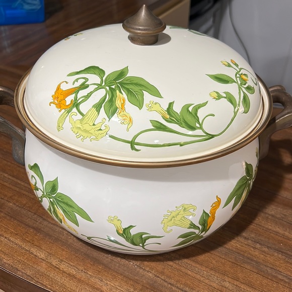 Vintage Asta Trumpet Squash Germany Enamel Dutch Oven Cookware 2QT 7" Pot w/lid - Picture 1 of 6